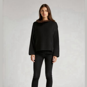 Mel & Lisa Vintage Silk Cashmere Blend Mink Fur Black Large